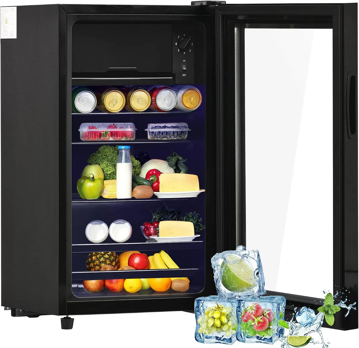 QSOST Frigorífico compacto 76 L com Congelador, silencioso e Auto-suportador, para Bebidas e Alimentos