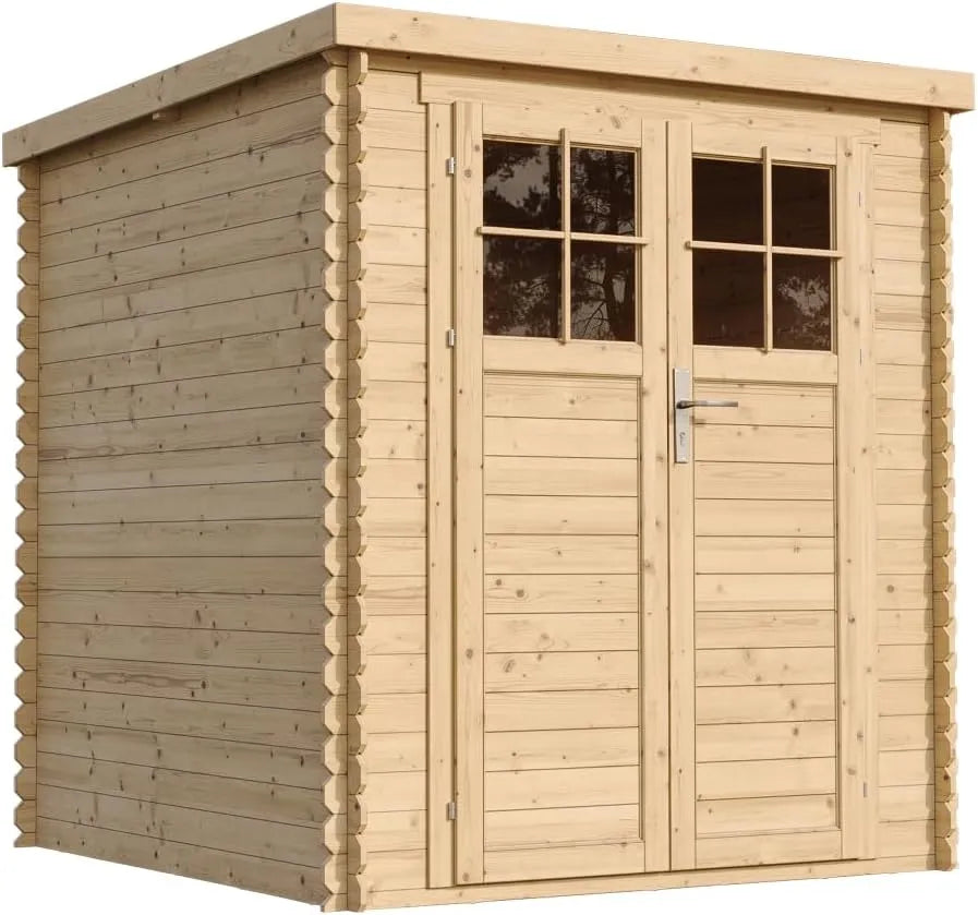 TIMBELA M309F Abrigo de jardim de madeira com porta bloqueável, 3,53 m², Ideal para Ferramentas e Bicicletas, Telhado impermeável e Janelas