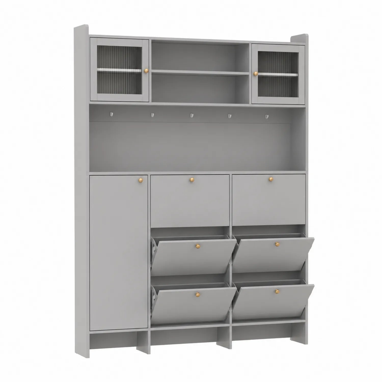 Zapatero de MDF Gris con Estantes 200x150x30 cm
