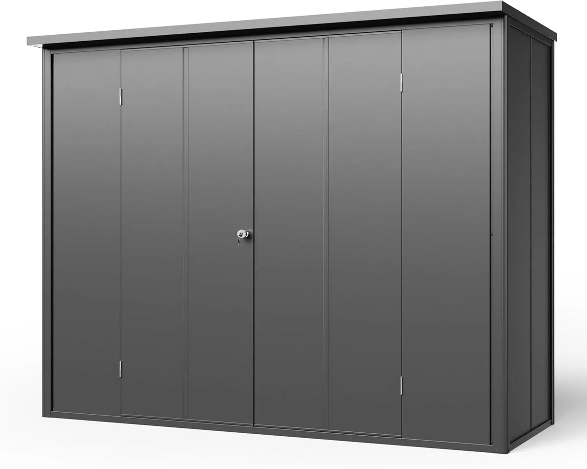 Abrigo de jardim metálico com piso incluído, 228x84x181 cm, cor antracita, Primeyard GFP