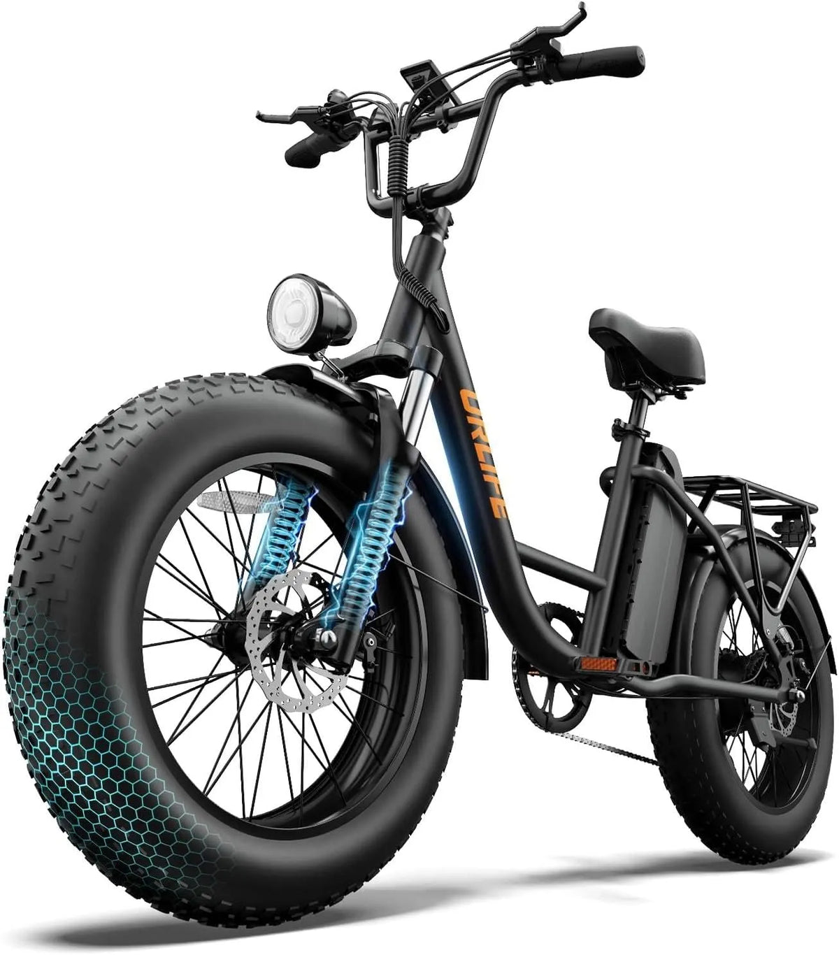 URLIFE Bicicleta elétrica de bicicleta de 20'' Fat com bateria removível, ecrã LCD, 7 velocidades, até 110 km da Autonomia