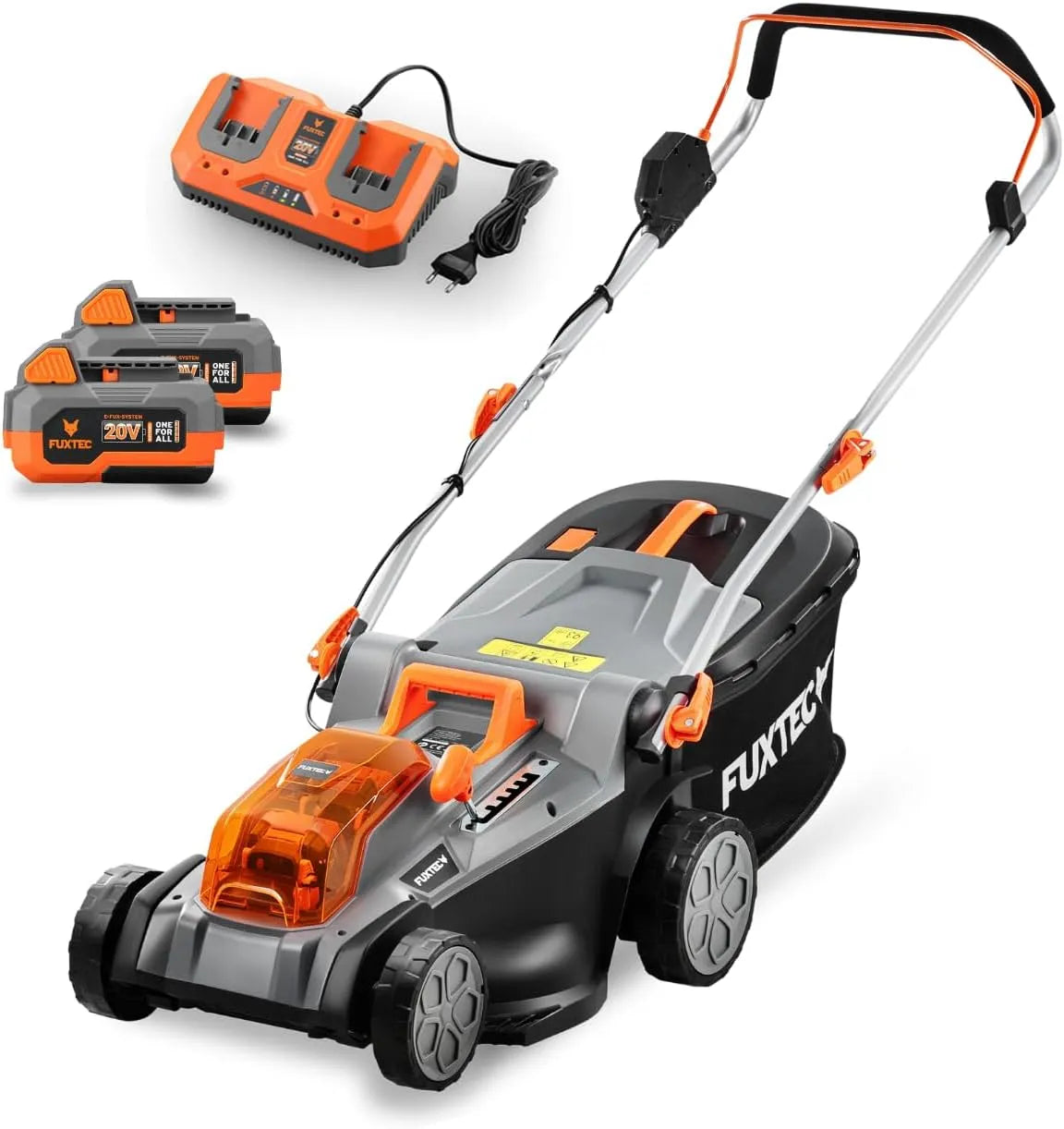 Fuxtec 40 V cortador de grama sem fios - bateria e carregador Kit incluído - largura 43 cm, capacidade 40 L
