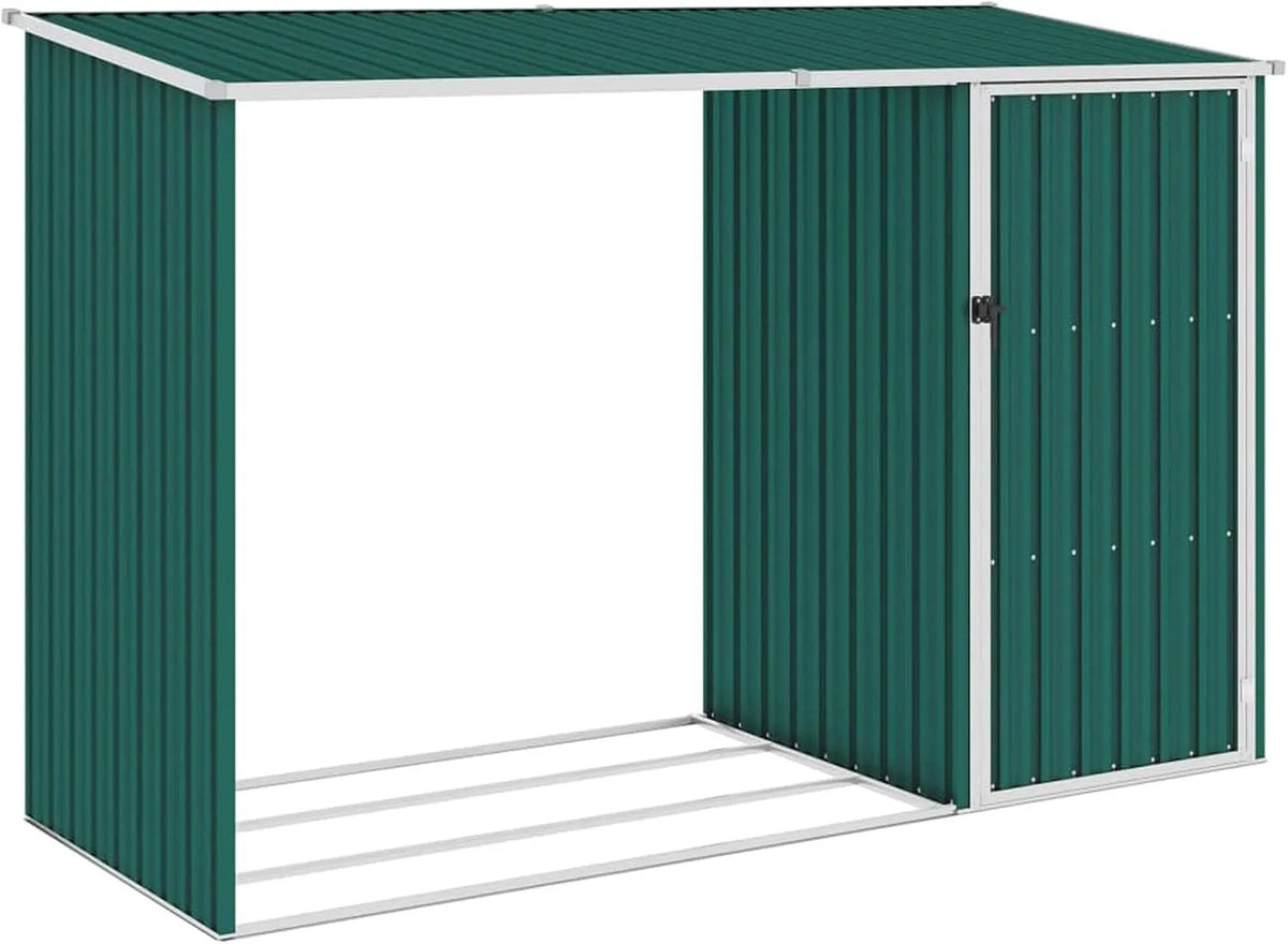 ZEYUAN Abrigo de jardim em aço galvanizado Verde 245x98x159 cm para armazenamento e ferramentas