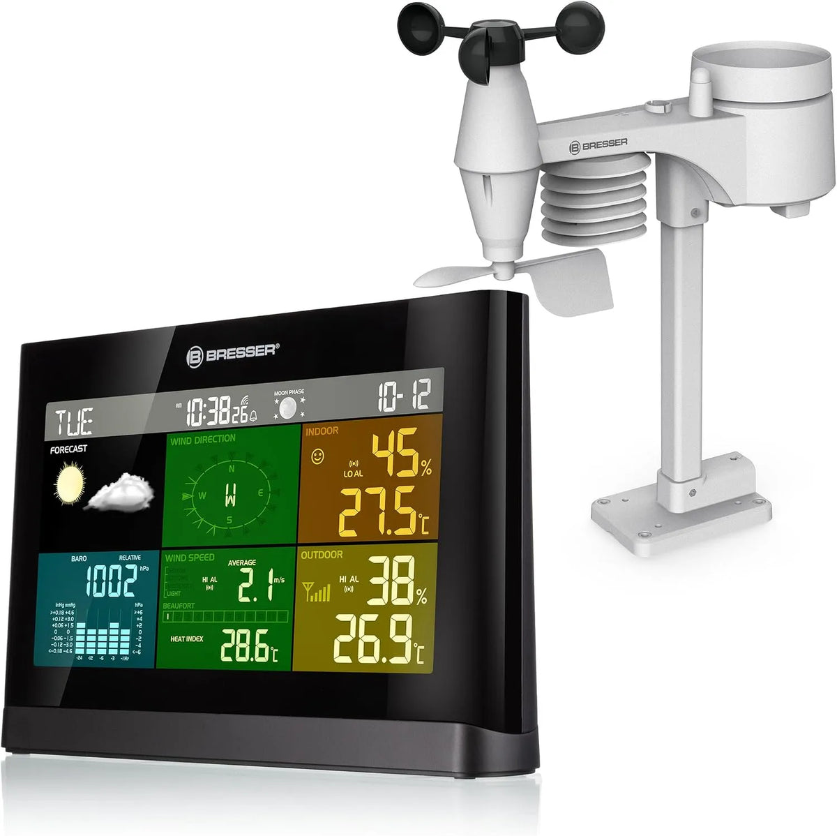 BRESSER Estação meteorológica Braser sem fios 5 em 1 com sensor externo