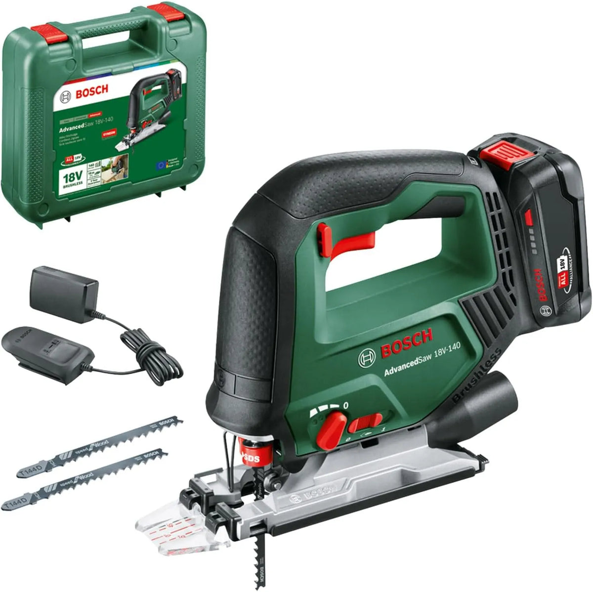 Bosch 18 V Advanced Saw Wireless Jumper - Madeira / aço / corte alumiado com acessórios incluídos