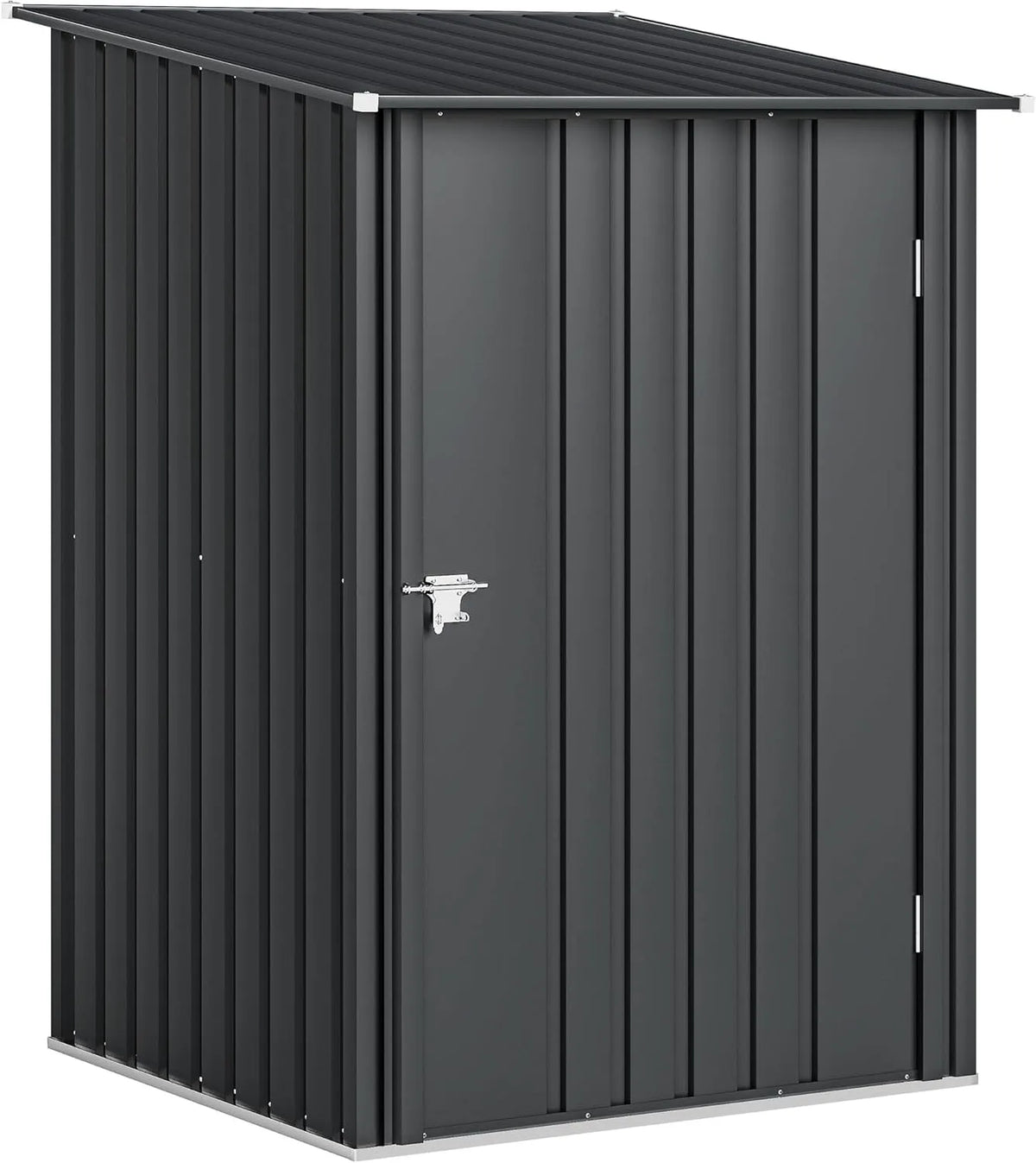 Outsunny Abrigo de jardim de aço galvanizado com porta bloqueável, 0,92 m², cinzento escuro