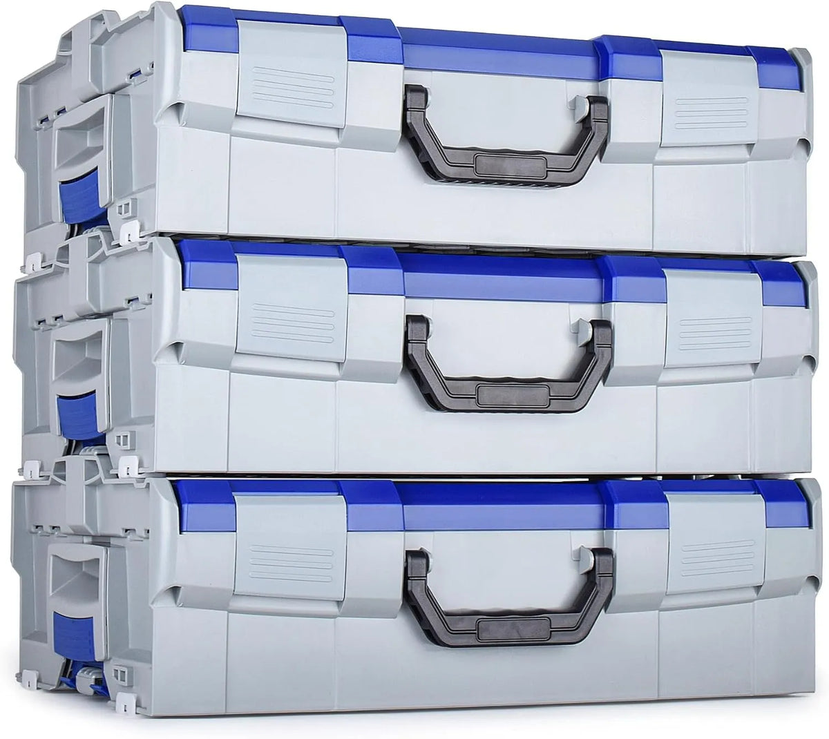 Set 3 L-BOXX 136 Packables para Ferramentas, Tamanho 2, cinzento/Azuis, Compatível com Bosch