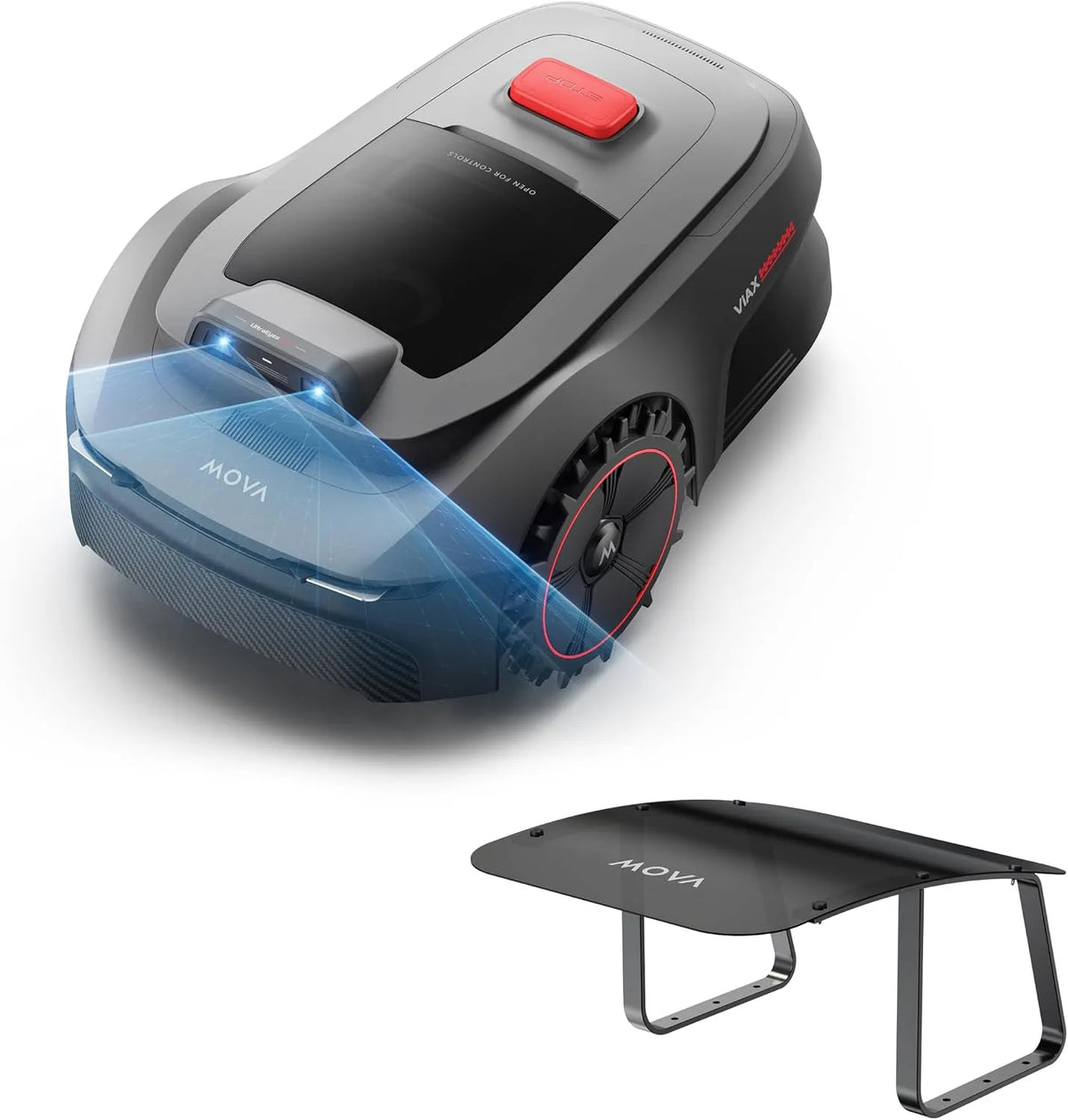 Mova Mower de robô ViAX 250 com proteção de garagem, Cartografia de IA, Impermeável, Para 250 m²