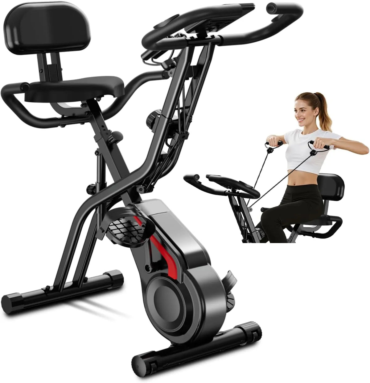 UMAY 5-em-1 Bicicleta de Aparelho flexível, 16 Níveis de Resistência Silenciosa, Vigilância Cardíaca e Ecrã LED
