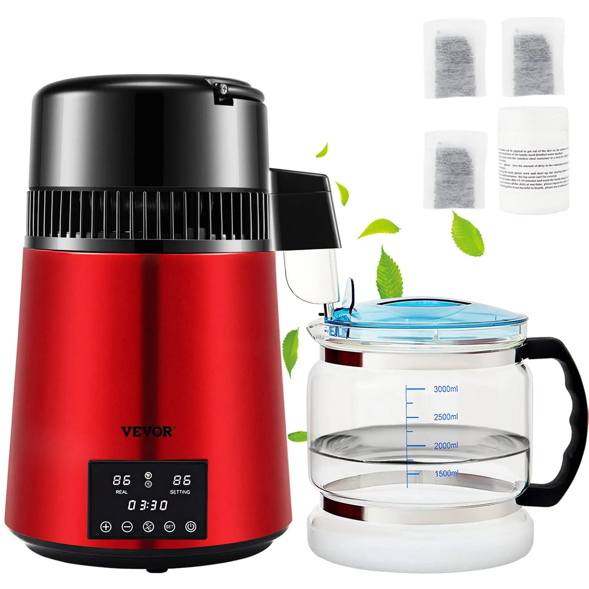 Distiller de água VEVOR 4 L, 750 W, aço inoxidável, purificação eficiente, casa e escritório