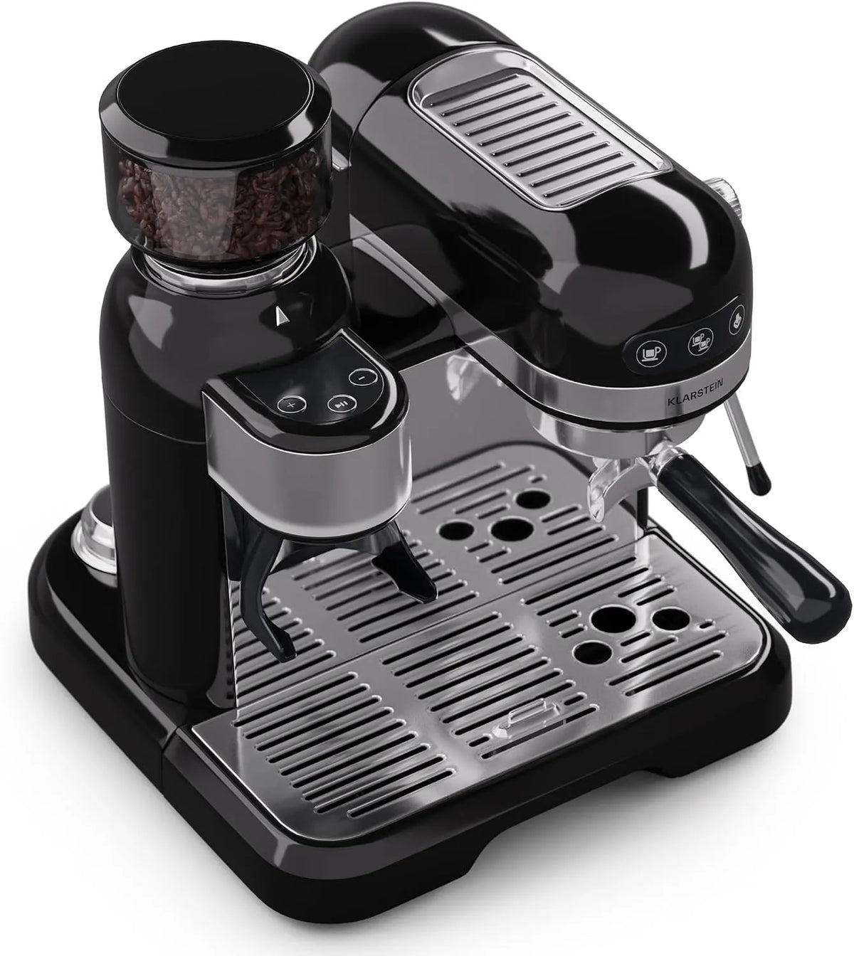 KLARSTEIN Máquina de café 20 Bar com Mosseur, 1,4 L, 1550 W, Moinho encastrado, Expresso, Cappuccino, Latte