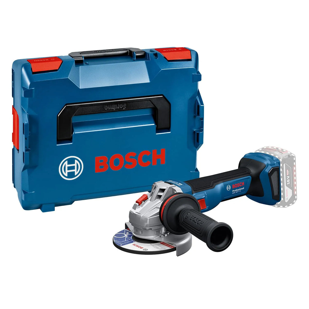 Bosch Professional Moedor angular sem fios Bosch 18 V, com 125 mm de disco, com L-BOXX, ferramentas apenas
