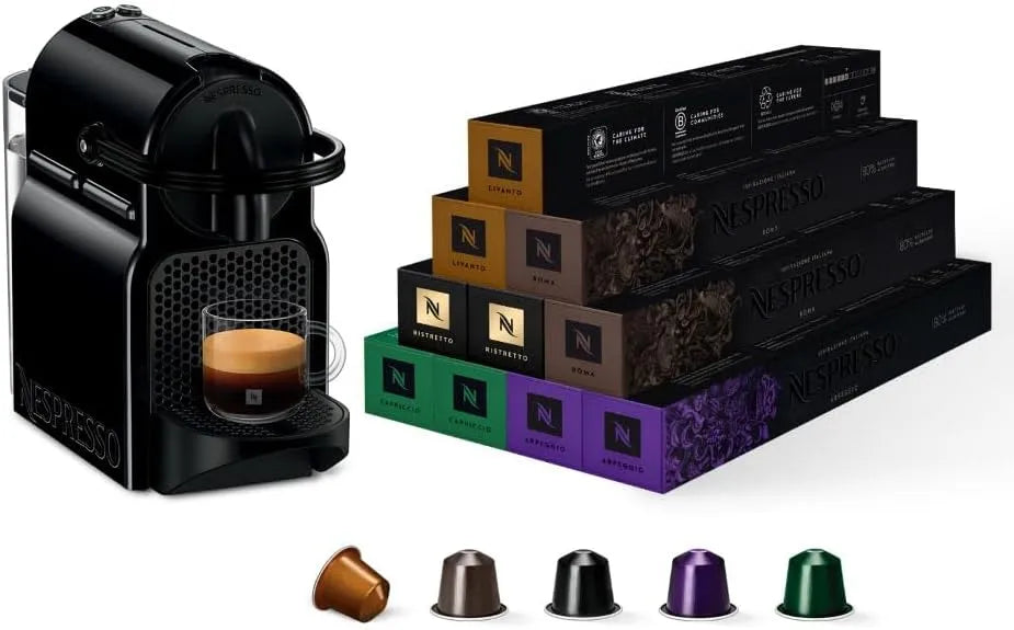Nespresso Cafeteira Inissia preto DeLonghi com 100 Cápsulas Ispirazione