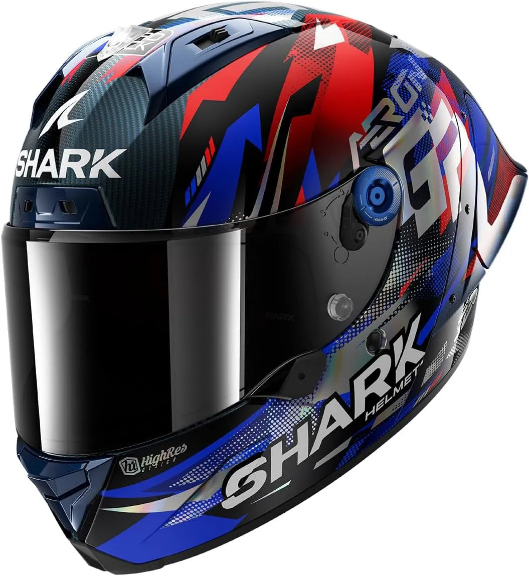 Moto Shark completo AERON-GP réplica Zarco 2025, Cromado Blue Carbon, tamanho M