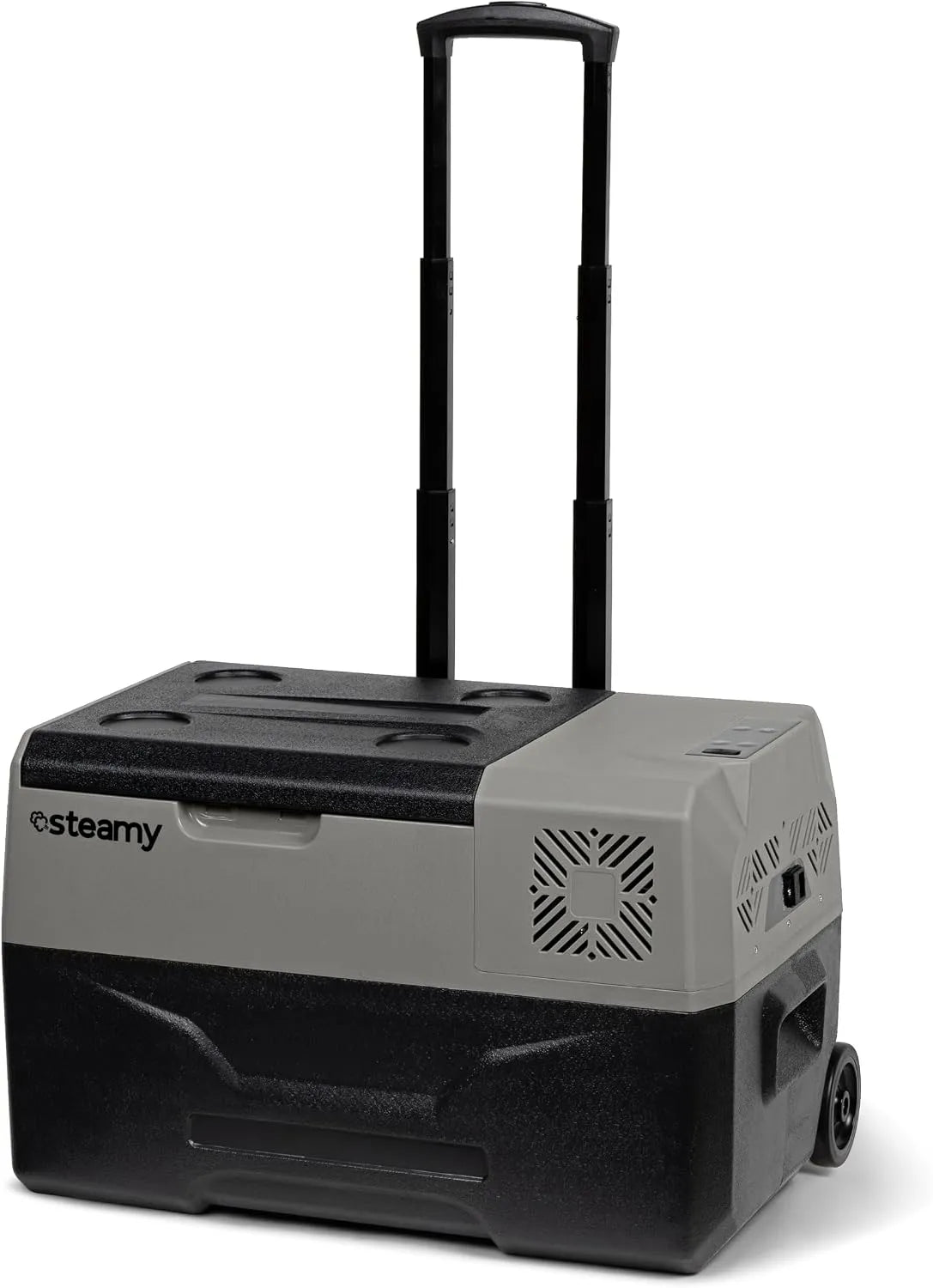 Steamy Compressor elétrico de gelado 28 L com rodízios, 12 V/230 V, Refrigeração e Congelamento para campismo