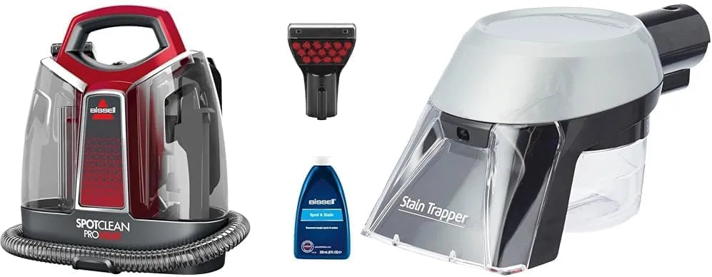 Bissell SpotClean ProHeat Portable Spot Cleaner, 2.5 L, Titanium e cores vermelhas, com acessórios anti-Taches