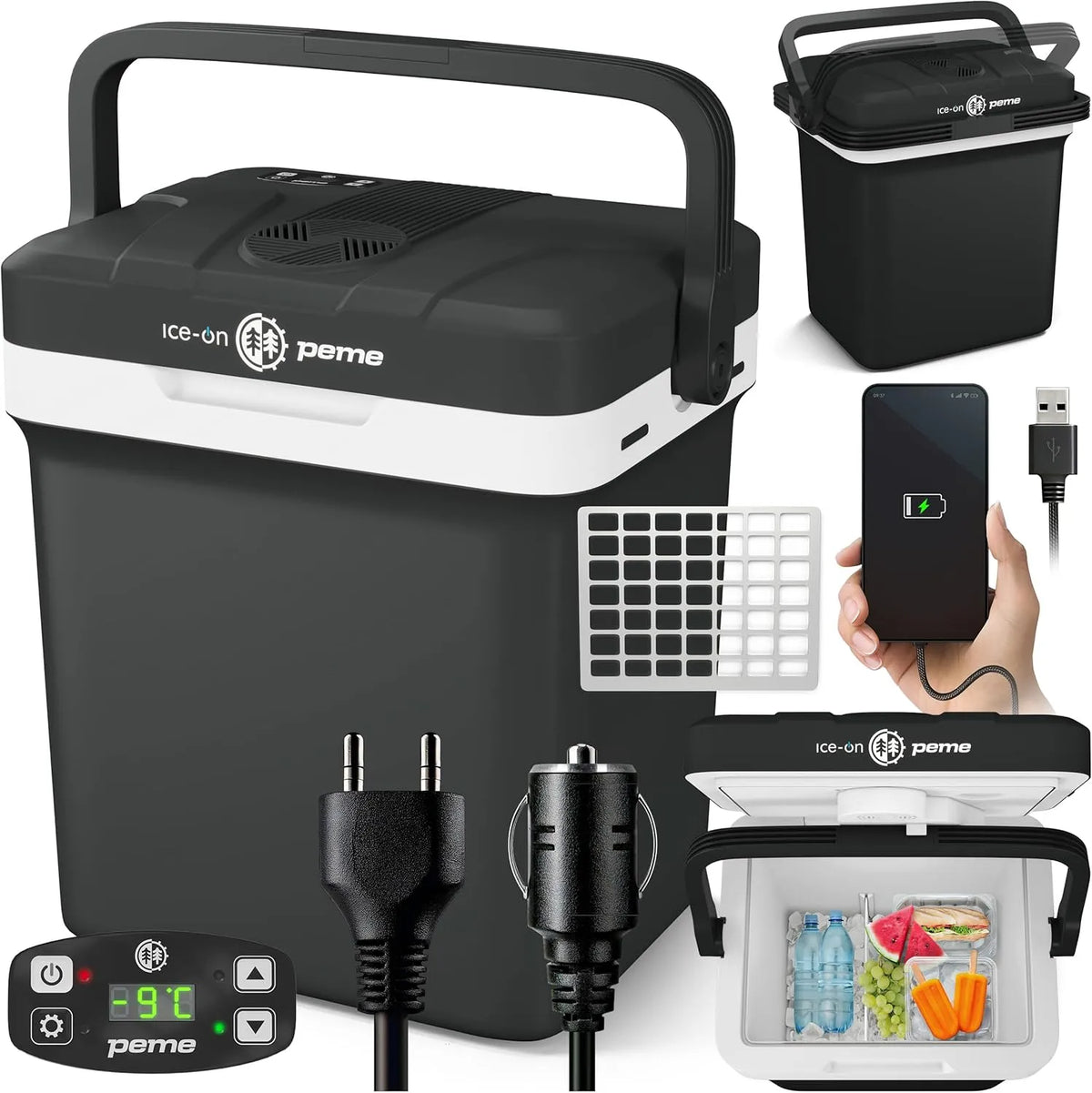peme Eletric Ice Maker para carro e campismo, Frigorífico USB compacto 230 V/12 V