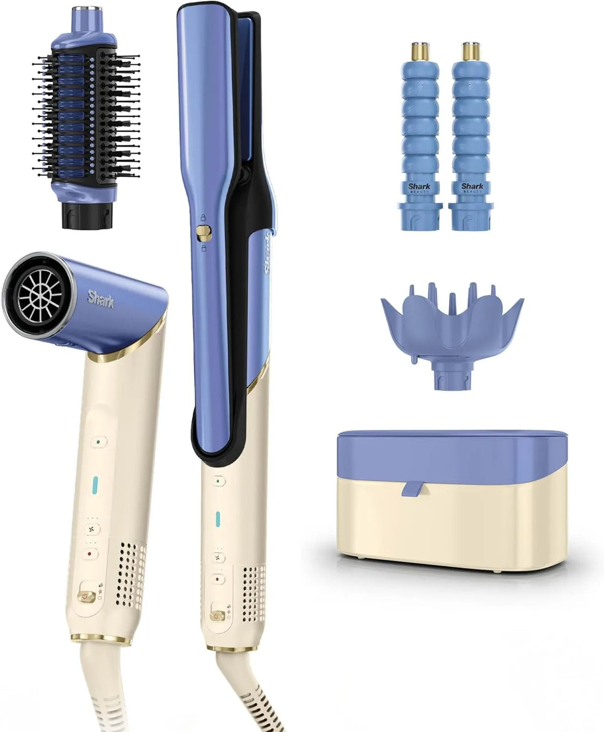Shark Tubarão Glam Multistyler 5-em-1, Secador de cabelo rápido, Escova volumizante, Mais suave, Fivela automática, Protetor de calor, Para todos os tipos de cabelo