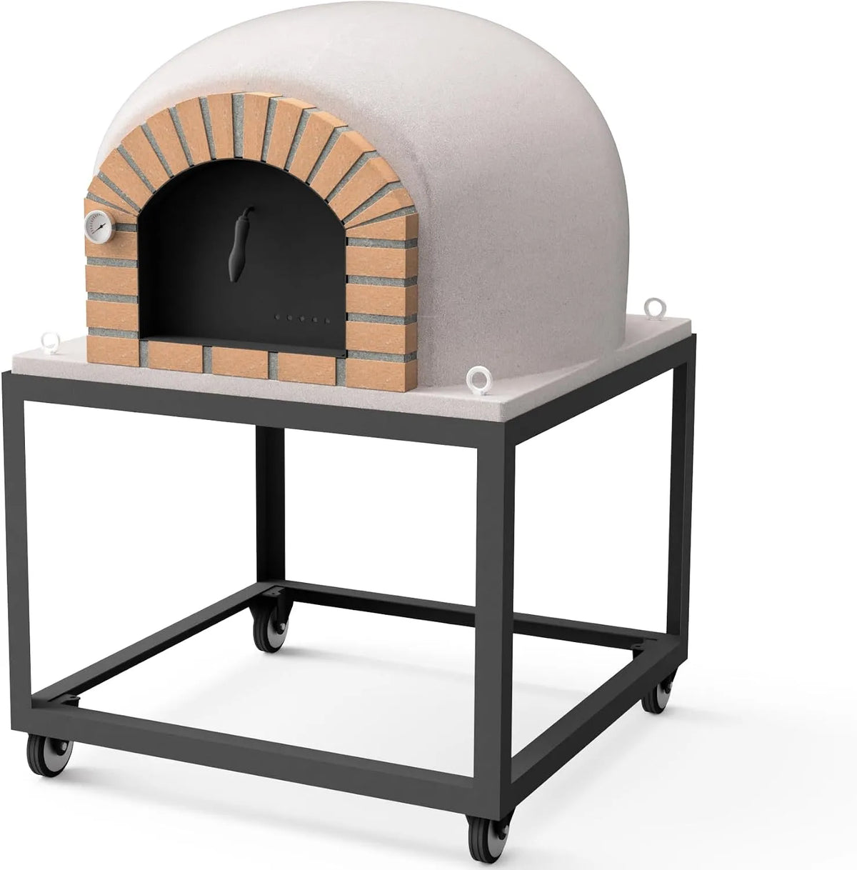 MAESTRO FERRETERO Forno de madeira exterior STROMBOLI Branco - 120x120x165 cm - Concreto refractário Isolado com coberturas cerâmicas