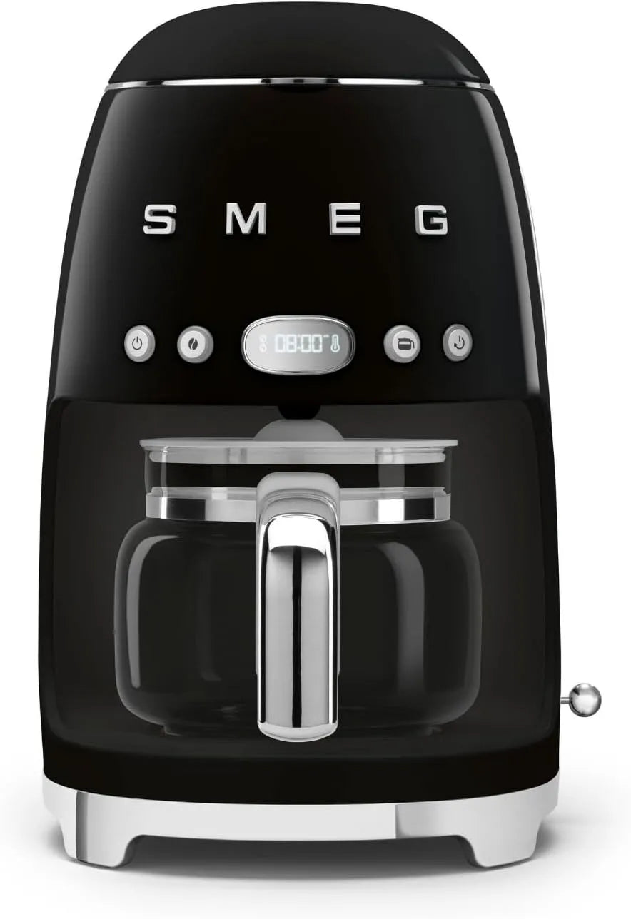 Cafetière filtre Smeg Smeg Cafeteira DCF02BLEU Filtro, aroma ajustável, Autostart, Vidro Carafe 12 chávenas, 2 intensidades, Quente, 1050 W, Preto