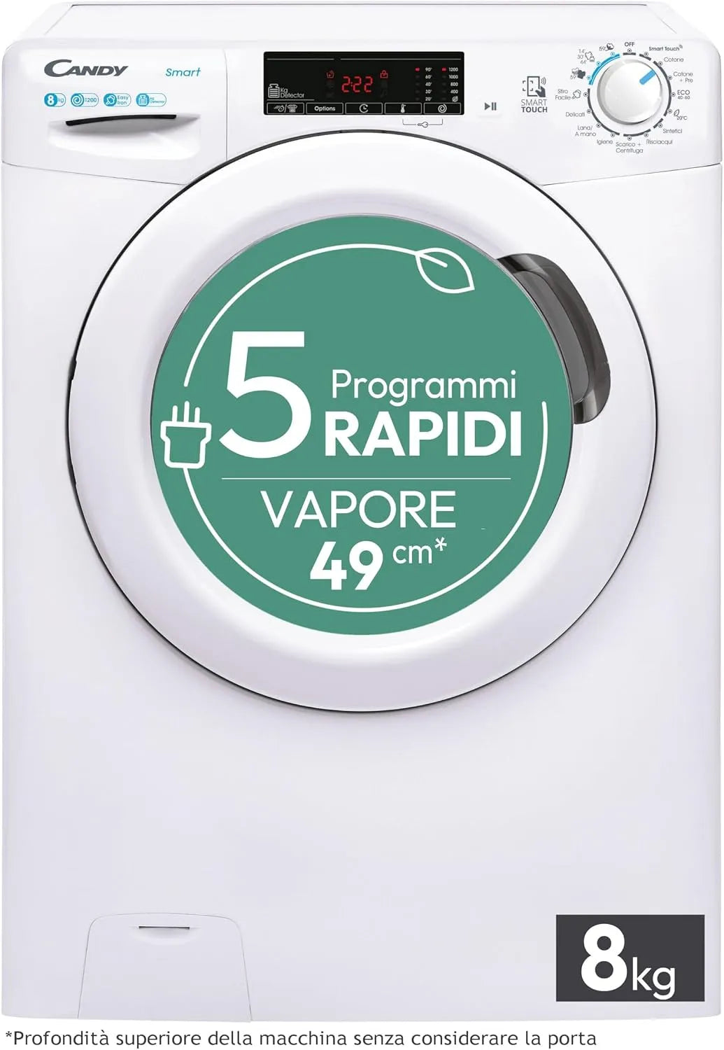 CANDY Máquina de lavar roupa frontal inteligente 8 kg 1200 rpm Class B 16 programas