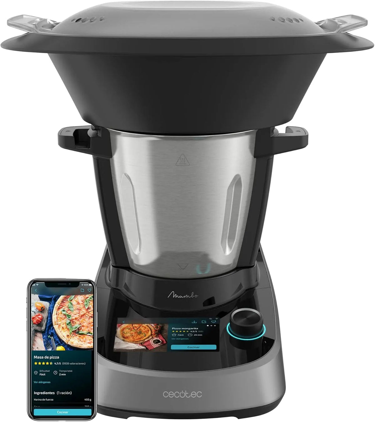 Cecotec Mambo Touch Robot Culinária, 1600 W, 37 Funções, ecrã TFT 5', Bol 3.3 L, Aplicação e equilíbrio