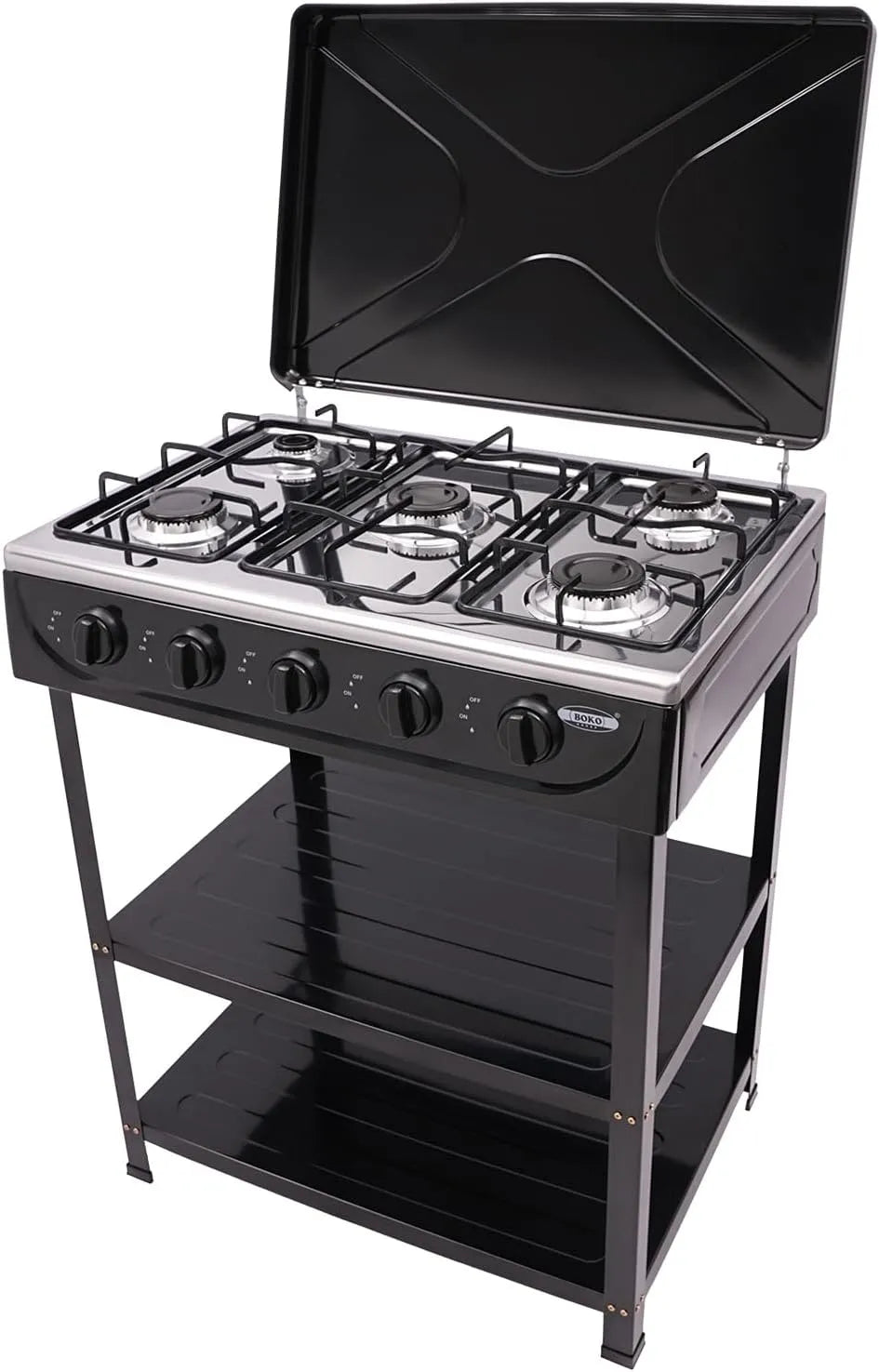 LOYEMAADE Mesa de cozinha de gás natural 5 zonas com controlos independentes e prateleiras