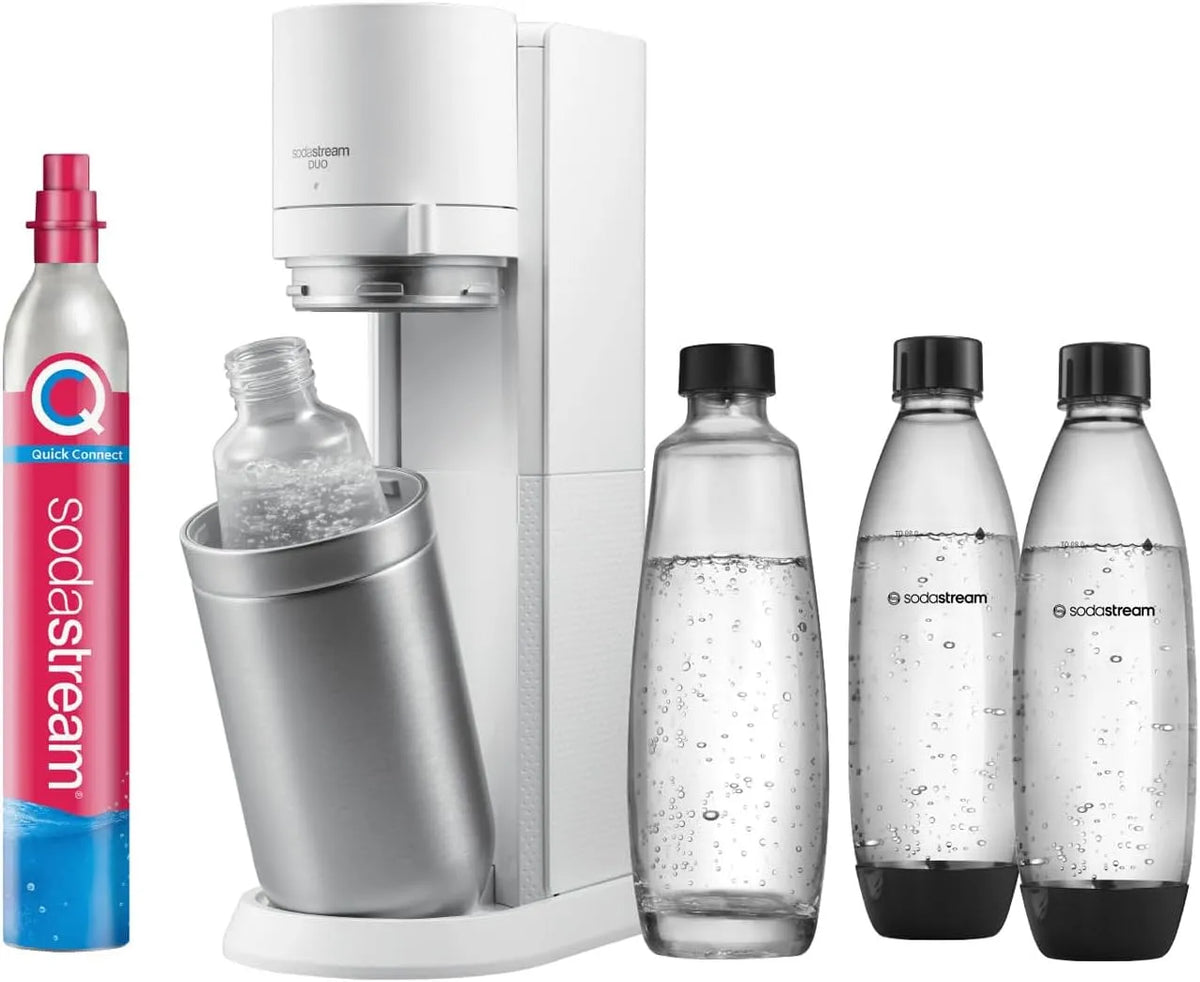 sodastream Máquina de refrigerante de vapor de sódio com vidro Carafes e garrafas, incluído 1 cartucho de gás