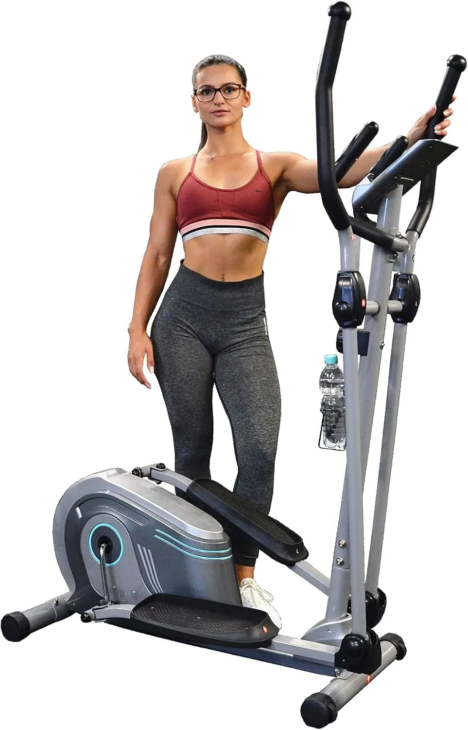 Enjoy Fit Dispositivo de aptidão elíptica com sensores cardíacos e ecrã LCD para carga até 150 kg
