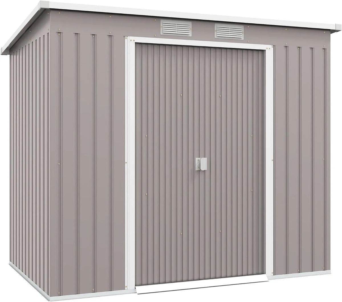 Abrigo de jardim de metal Outsunny 2.42 m² com porta dupla Deslizando e isolamento telhado Temp resistente