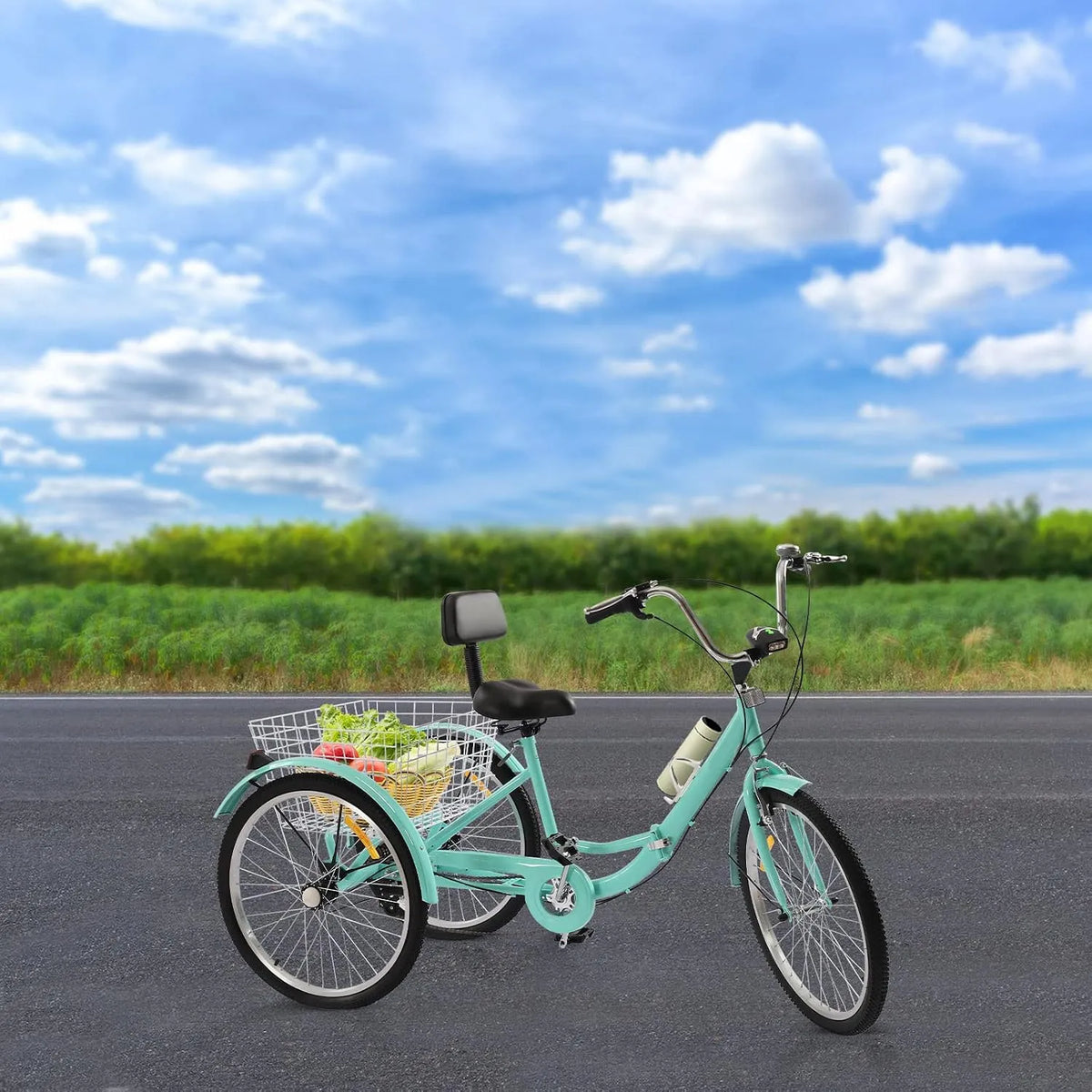 Shiyinge Adulto 24 velocidade triciclo dobrável com acessórios e cesta