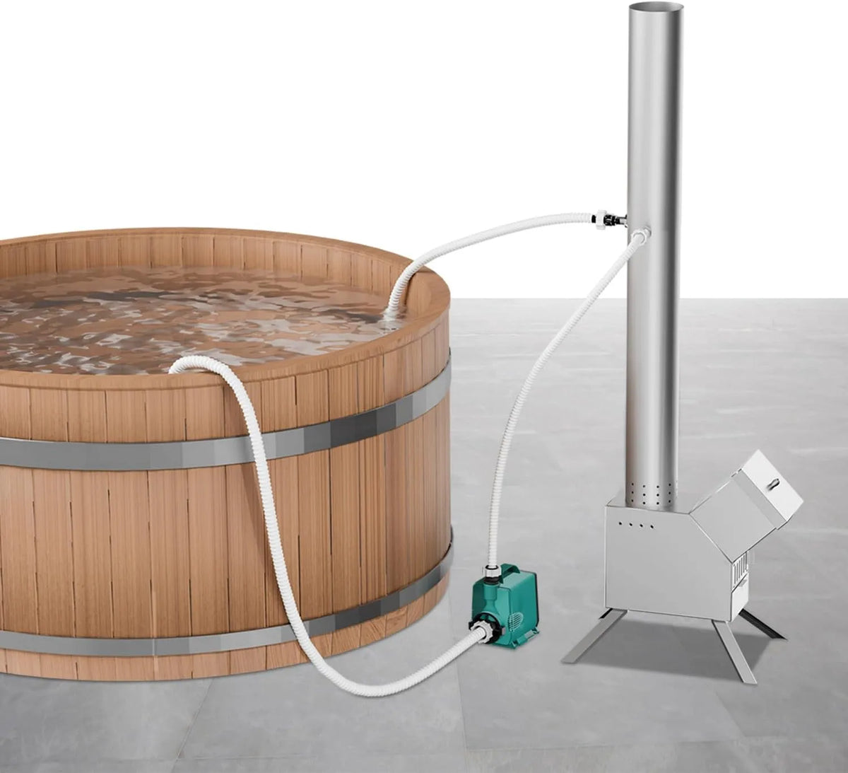 ECOPOOLTECH Bomba de calor de madeira para piscina exterior e jacuzzi, perfeita para pequenas piscinas