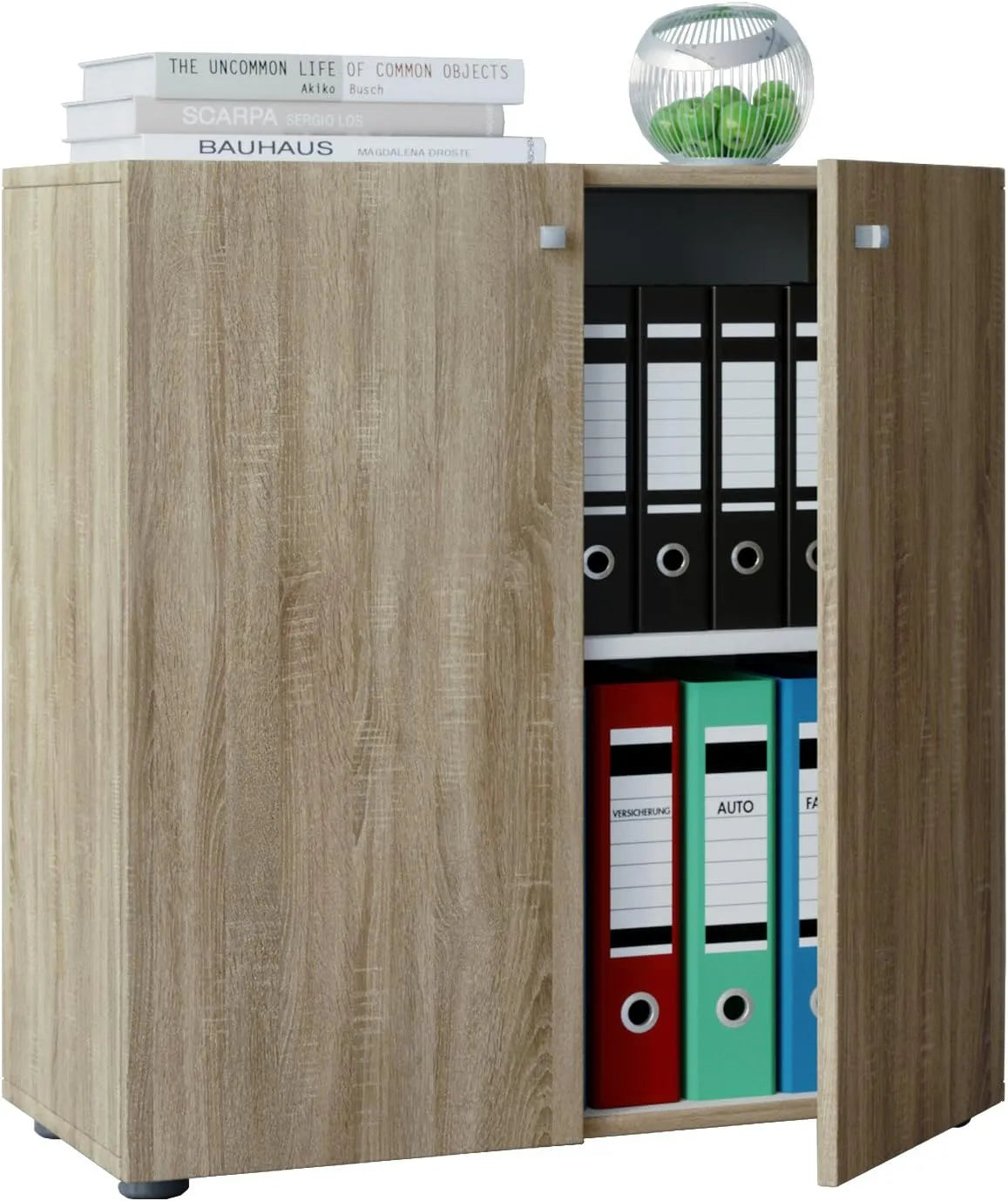 Gabinete de Escritório VCM Lona em Sonoma Oak com 2 Portas Battante para Arquivos e Livros