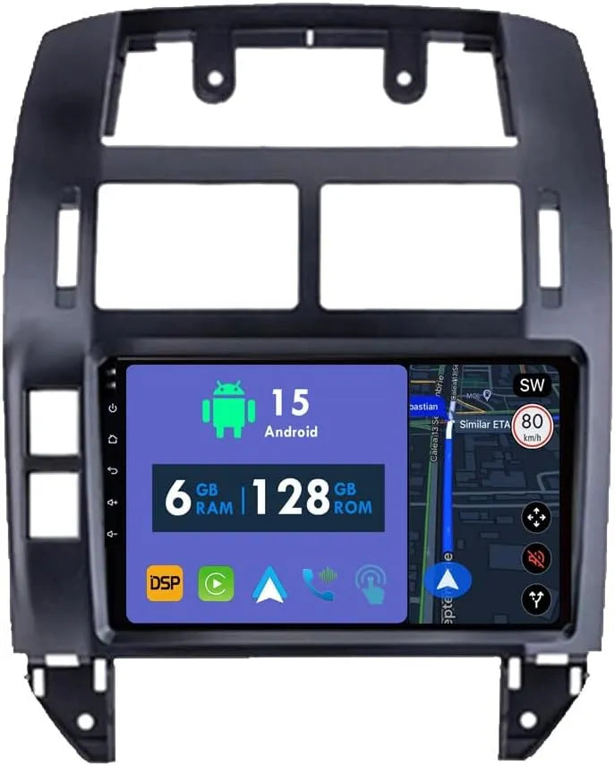 RoverOne Android Carplay GPS rádio para Volkswagen Polo Mk4 2001-2011 com Bluetooth e navegação