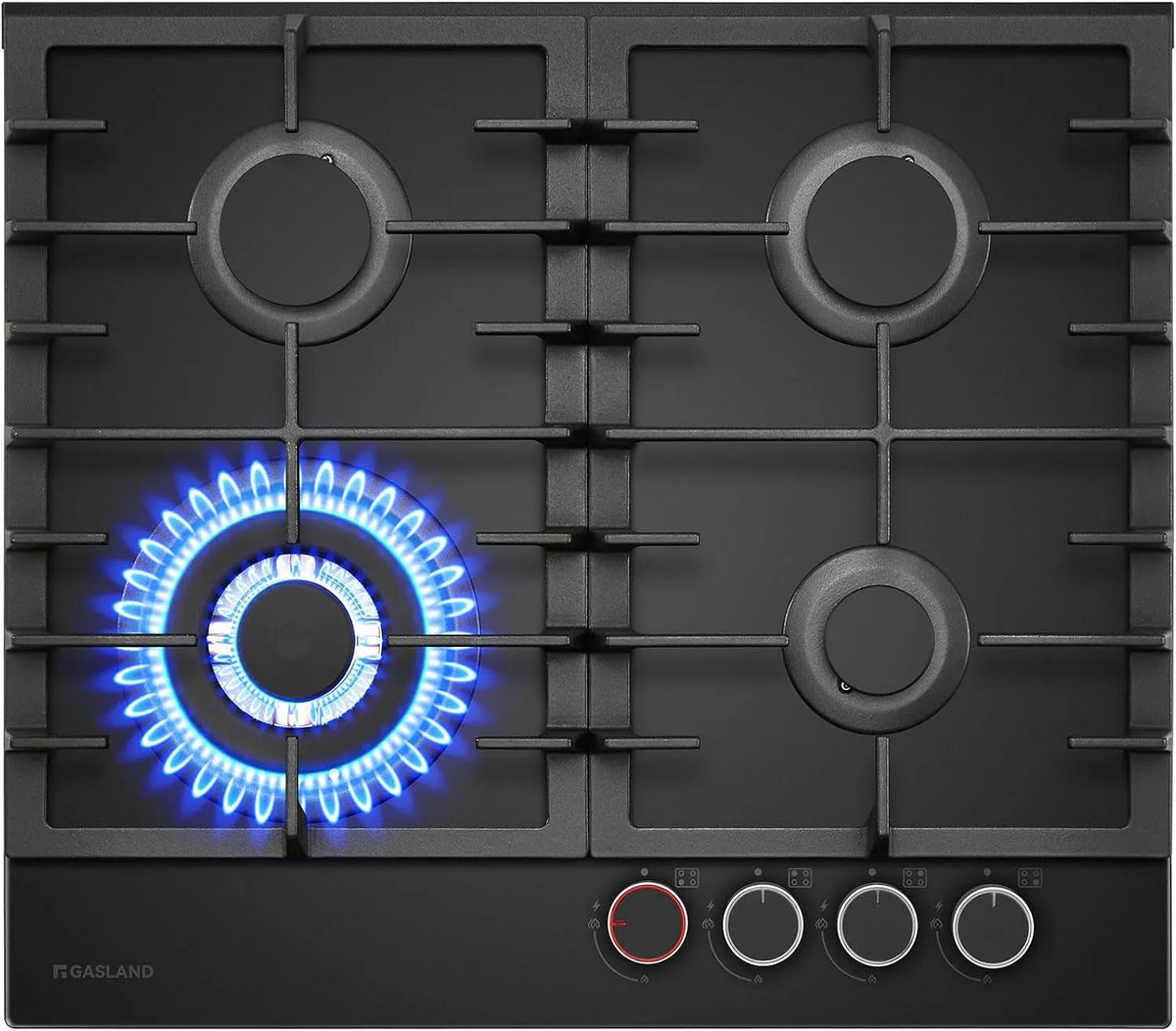 GASLAND placa de cozinha a gás 4 Queimadores de vidro, 60 cm, Botões Iluminados, Queimadores de bronze, Butano compatível, 8000 W
