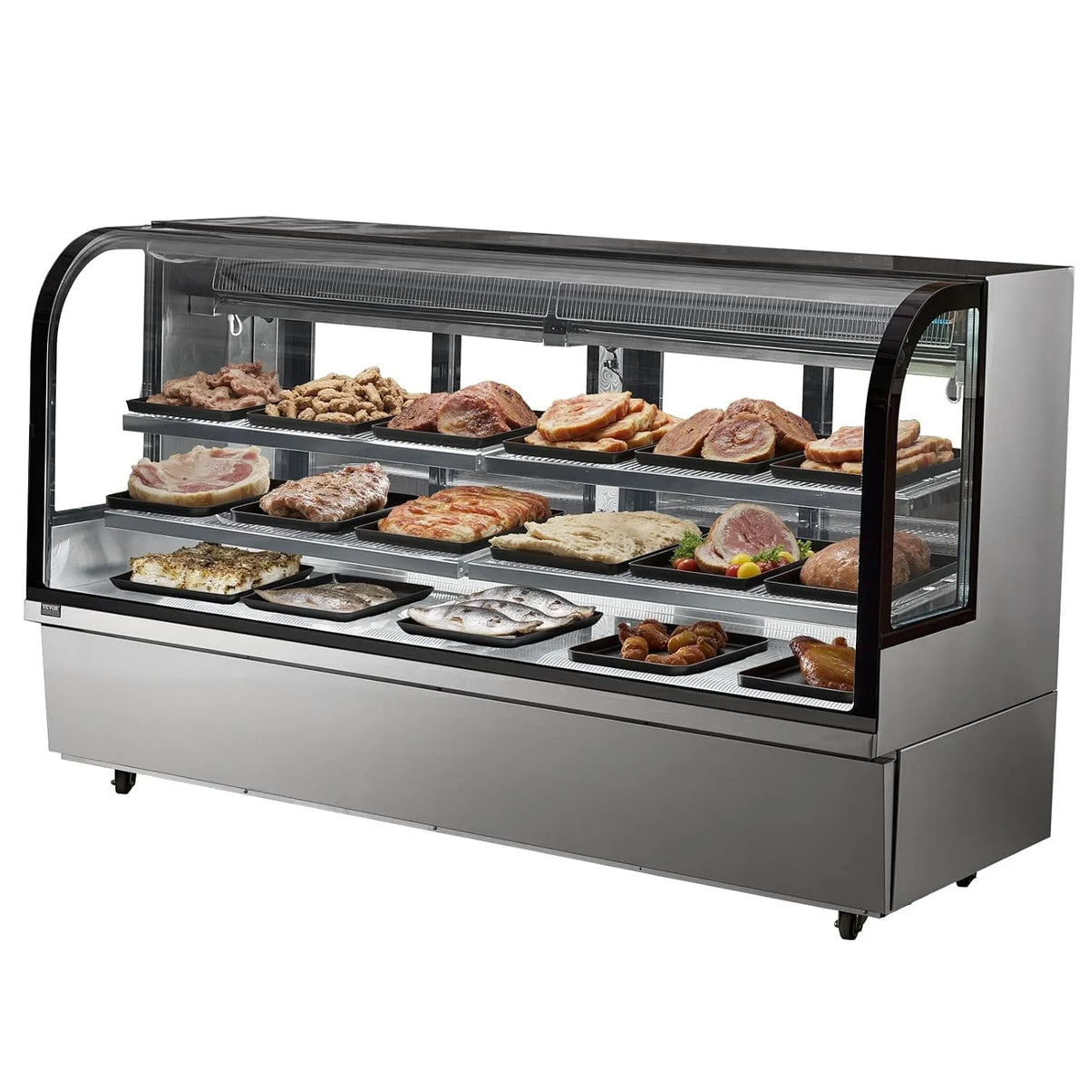 VEVOR Vitrine 901 L com refrigeração comercial com iluminação LED e rodízios