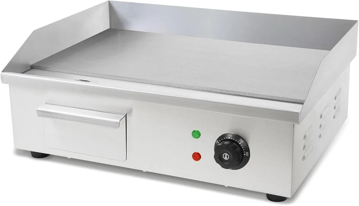 vertes Plancha aço inoxidável 3000 W elétrico com termostato, superfície lisa 55x35 cm