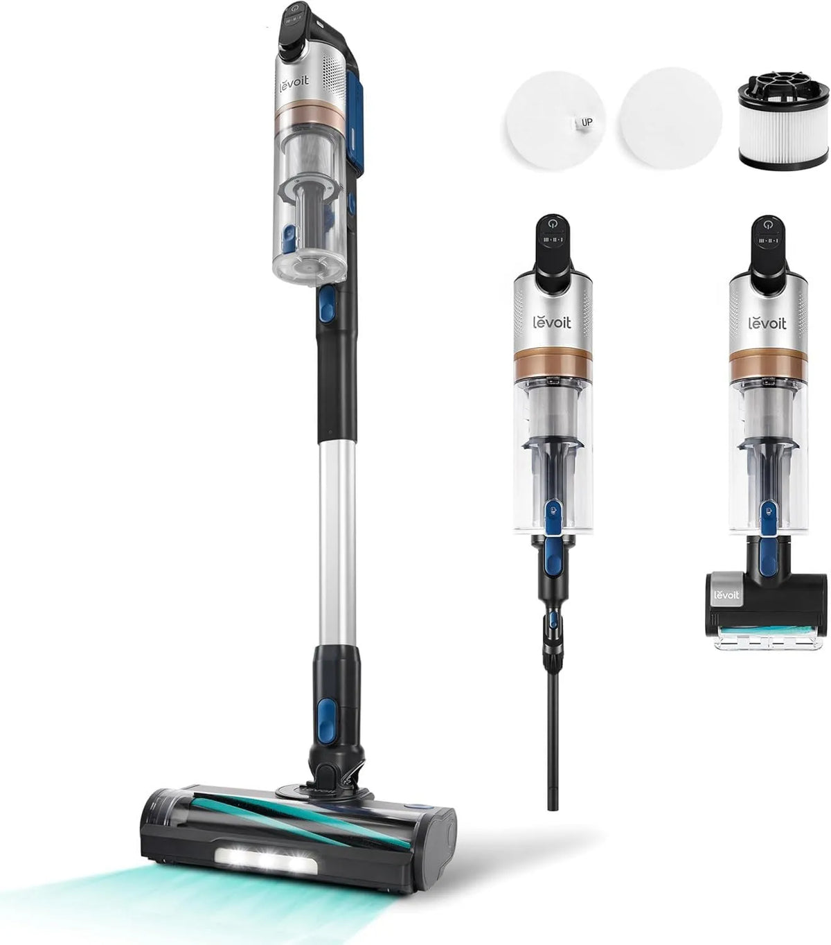 LEVOIT Levevot Wireless Broom Vacuum, 240 W Power, 99,99% HEPA Filtração, 60 Min Autonomia, ecrã LED, mini escova Turbo para pisos e cabelo animal
