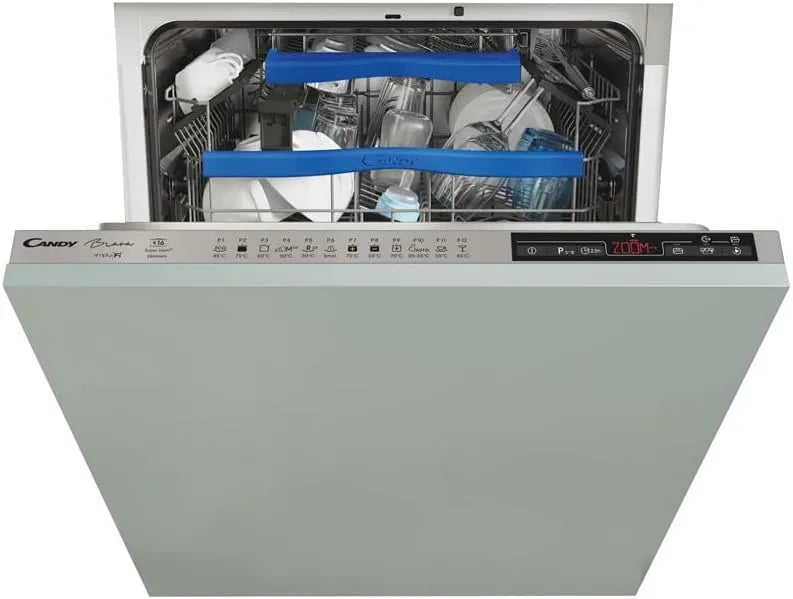 Máquina de máquina de lavar loiça integral CANDY 60 cm, 16 talheres, A+++-10%, cinzento moderno