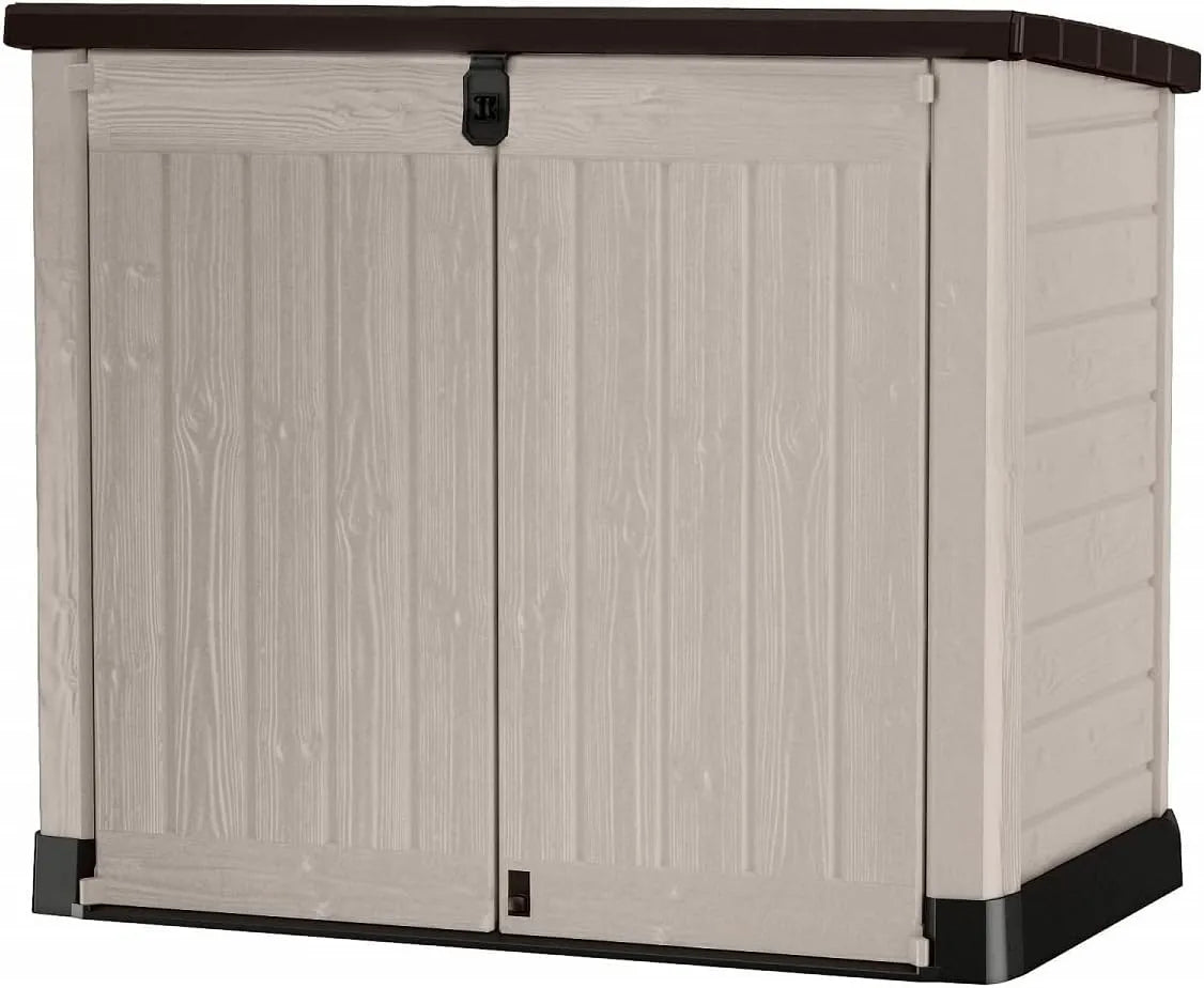Abrigo de armazenamento horizontal 1200 L Bege para lixeiras - Keter SIO Pro