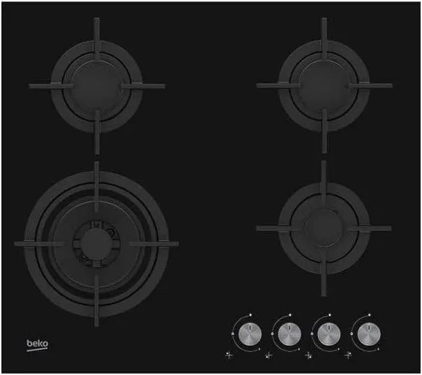 Gas hob 4 zonas Beko HILW64222S built-in, preto
