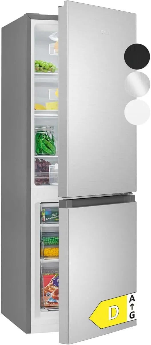 Congelador de refrigeração Bomann 175 L Inox, regulação de temperatura contínuo, pontas reversíveis